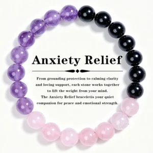 Protection Crystal Healing Bracelet 8MM Anxiety Relief Bracelet Spiritual Natural Stone Beaded Jewelry for Women Men Gift