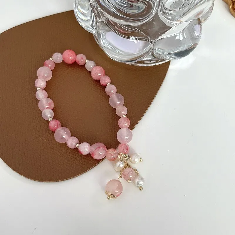 Pink Crystal Natural Stone Bracelet Reiki Energy Strand Bracelets Bangles For Women Prayer Blessing Health Wristband Jewelry - Image 5