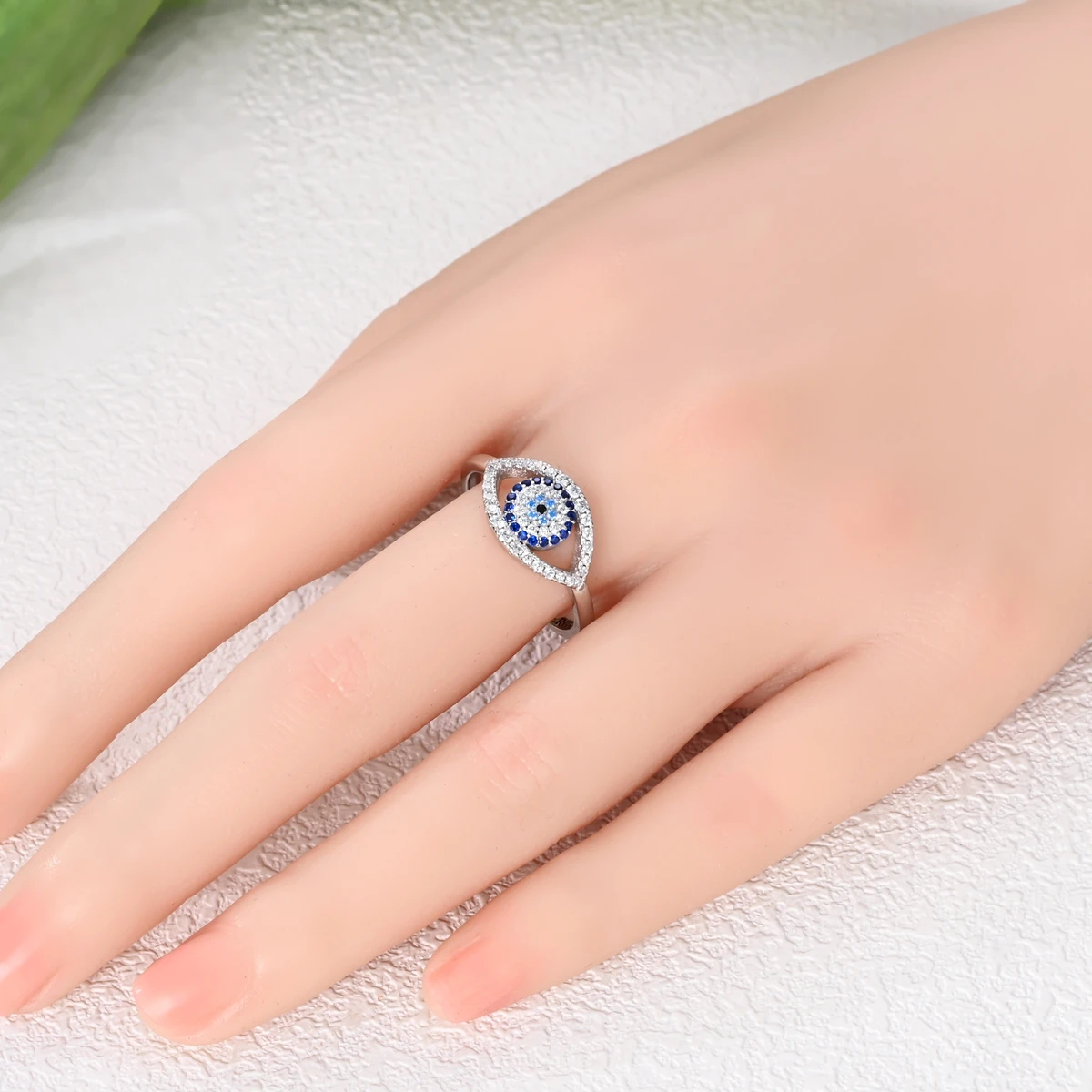 Sterling Silver Protection Evil Eye Ring Fine Jewelry Accessories Gift - Image 2