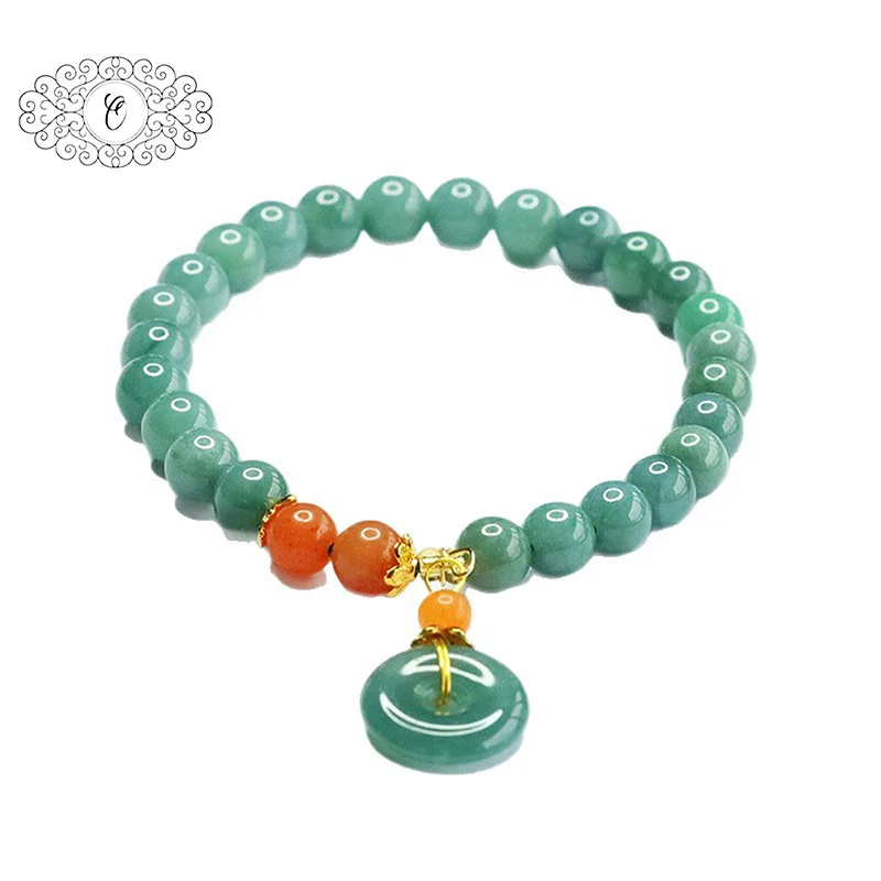 Elegant 7mm Green Jade Bracelet Natural Gemstone Healing Jewelry Peace Knot Pendant Auspicious Gift Unisex - Image 5