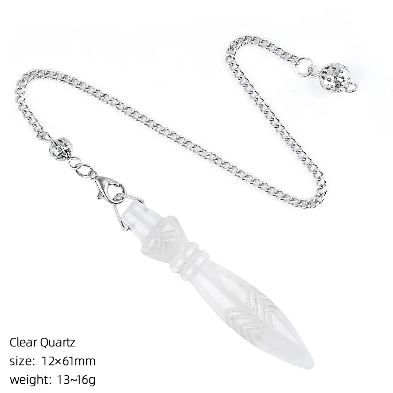 Natural Healing Crystal Quartz Reiki Pendulos 7 Chakra Stone Scepter Pendulum Pendant for Dowsing Amulet Spiritual Divination - Image 15