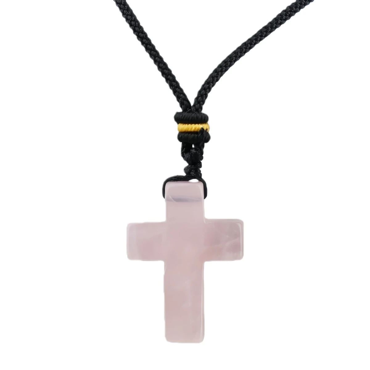 Yellow Tiger Eye 22x30mm Cross Shaped Gemstone Pendant Necklace with Black Leather Rope - Image 16