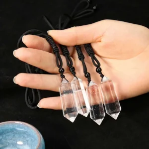 Natural Crystal Quartz Necklace Double Point Pendant
