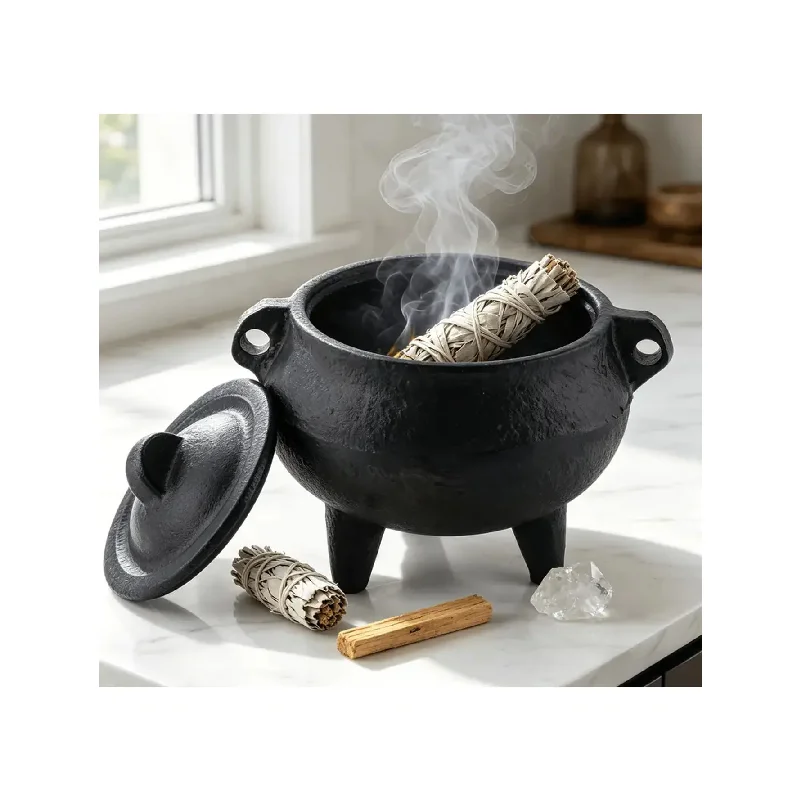 Cast iron incense burner with lid, yoga meditation purification incense burner, desktop decoration ornament, incense holder - Image 2