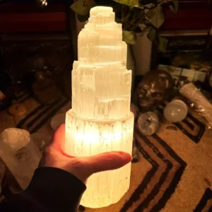 1pc Premium selenite crystal tower - suitable for home décor, energy purification, and a perfect gift choice. healing crystals