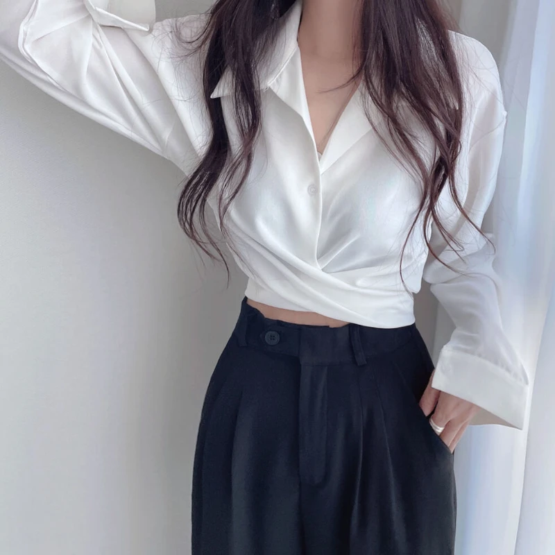 White Chic Design Lace-up Top - Image 6