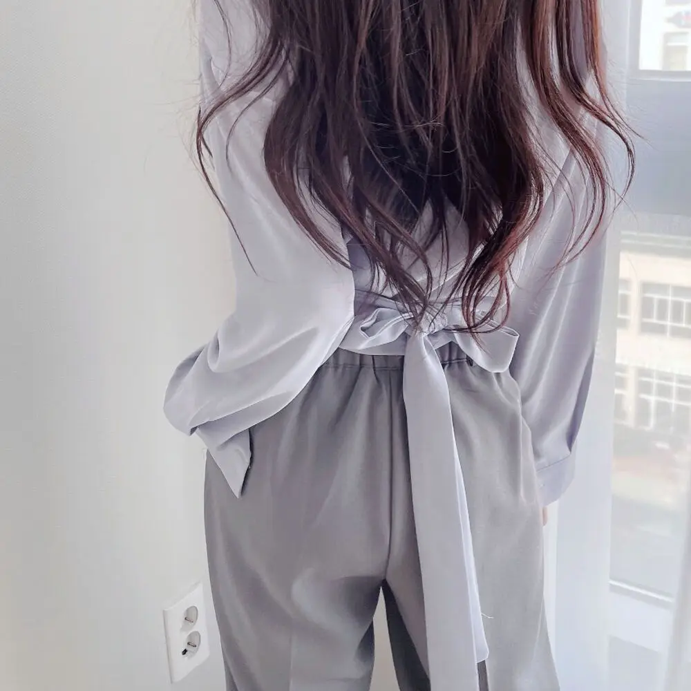 White Chic Design Lace-up Top - Image 2