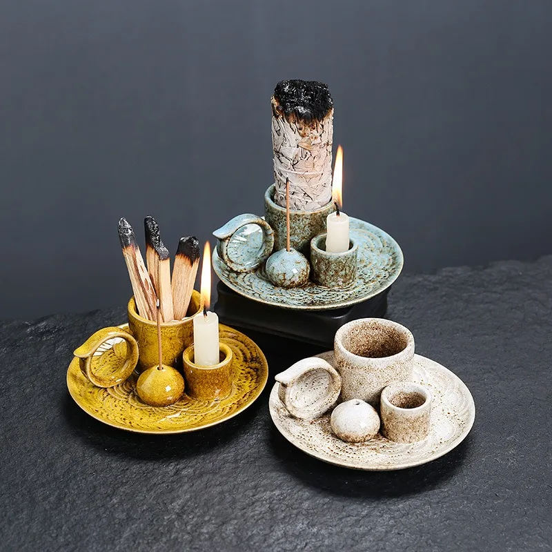 4 in 1 Ceramic Palo Santo Sticks Holder Incense Burner Sage Holder Incense Holders Ash Catcher Tray for Meditation Yoga Room - Image 2