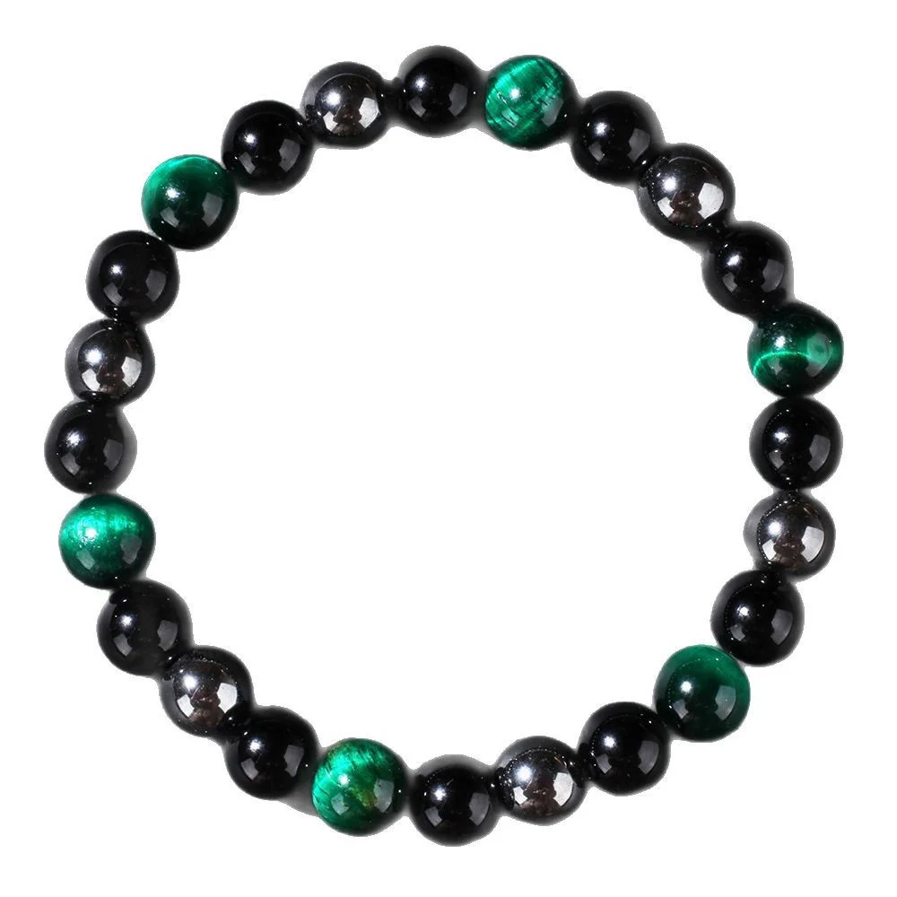Protection bracelet Unisex Empath Black Onyx Green Tigers Eye Good Luck Energy Healing Bracelet - Image 2