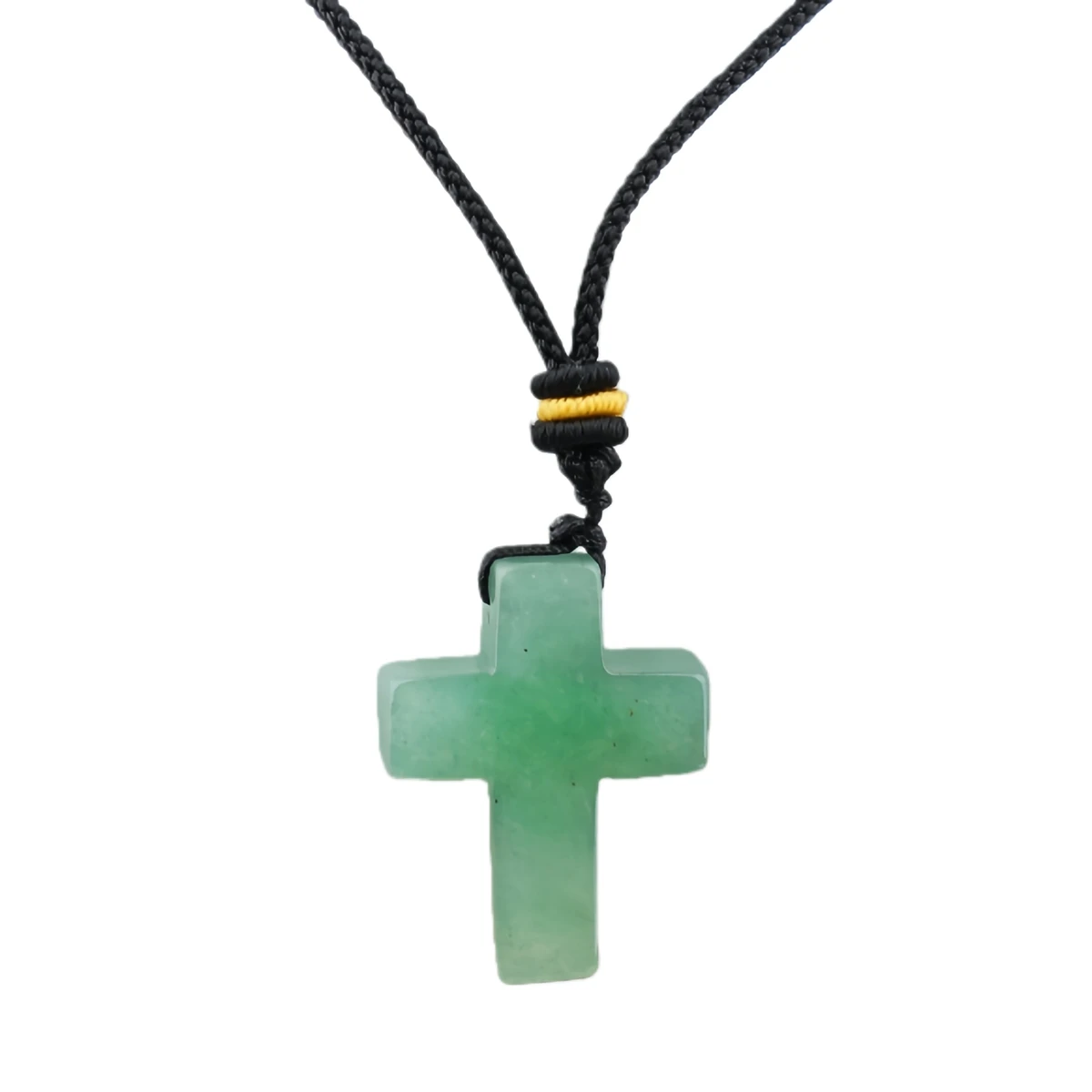 Yellow Tiger Eye 22x30mm Cross Shaped Gemstone Pendant Necklace with Black Leather Rope - Image 15