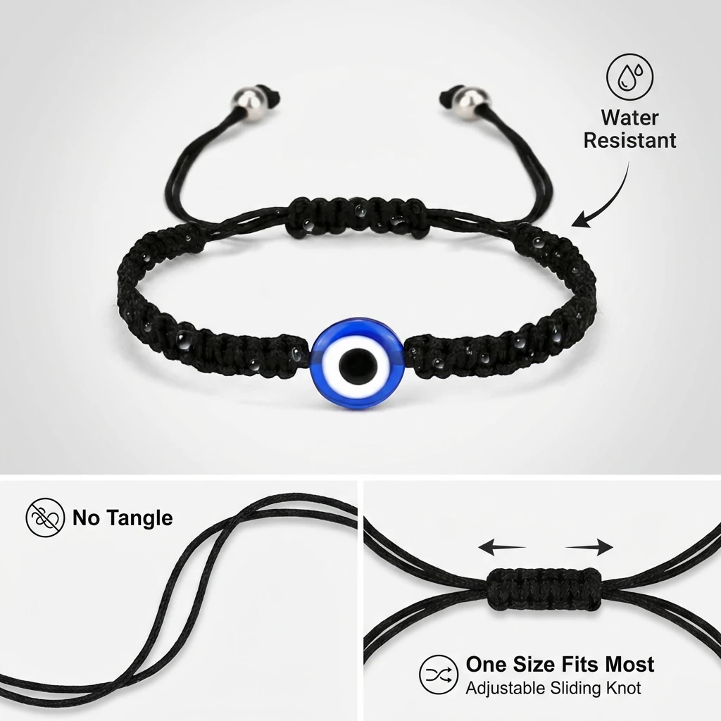 Classic Evil Eye Braided Bracelet for Protection Lucky Amulet Black Rope Adjustable Wristband Spiritual Jewelry for Men Women - Image 4