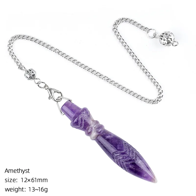 Natural Healing Crystal Quartz Reiki Pendulos 7 Chakra Stone Scepter Pendulum Pendant for Dowsing Amulet Spiritual Divination - Image 6