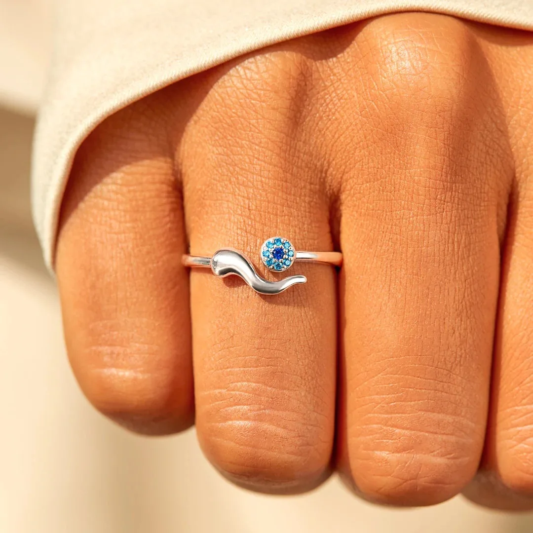 Evil Eye Protection Ring 14k Gold Plating Blue Shining Zirconia Spiritual Turkish Rings - Image 7