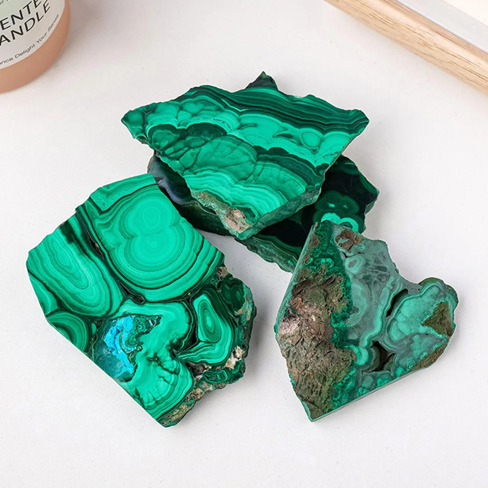 Natural Crystal Green Eyes Malachite Raw Healing Stone Divination Slab Mineral Specimen - Image 3