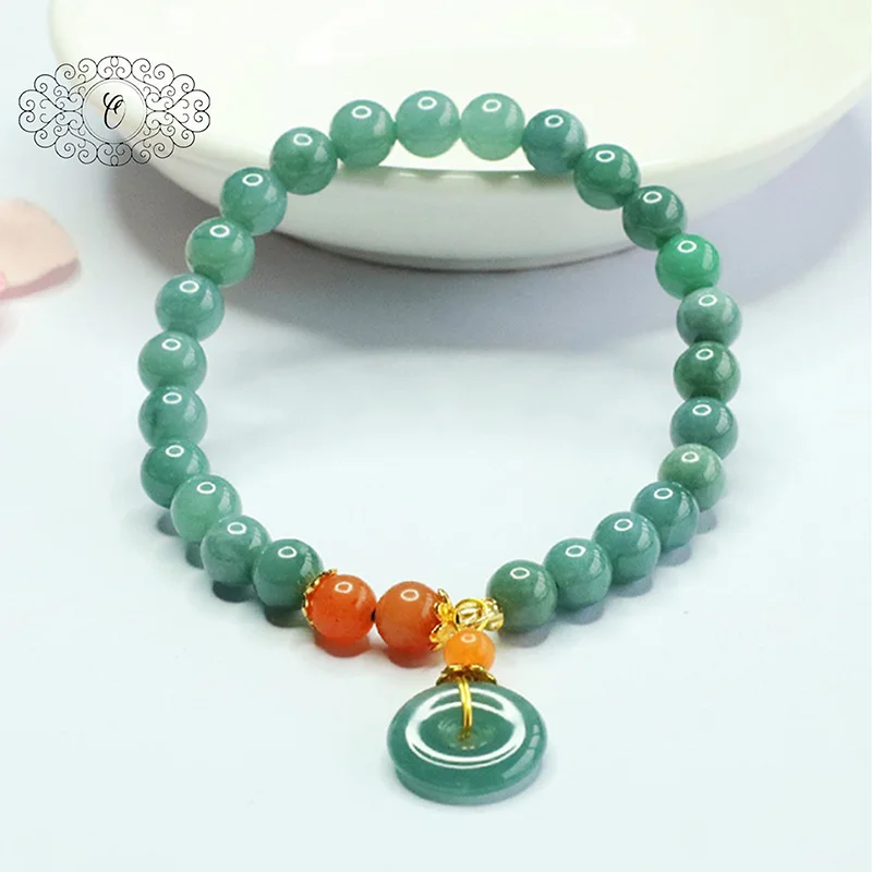 Elegant 7mm Green Jade Bracelet Natural Gemstone Healing Jewelry Peace Knot Pendant Auspicious Gift Unisex - Image 4