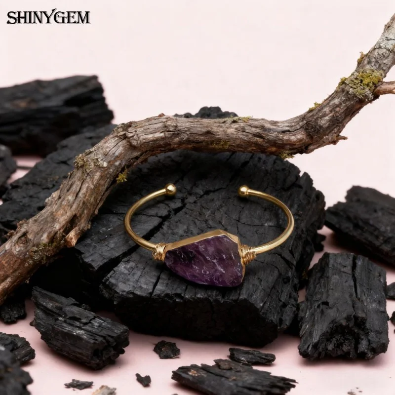 Healing Purple Pink Crystal Hand Winding Irregular Natural Amethyst Strawberry Rose Quartz Energy Protection Bracelet - Image 3