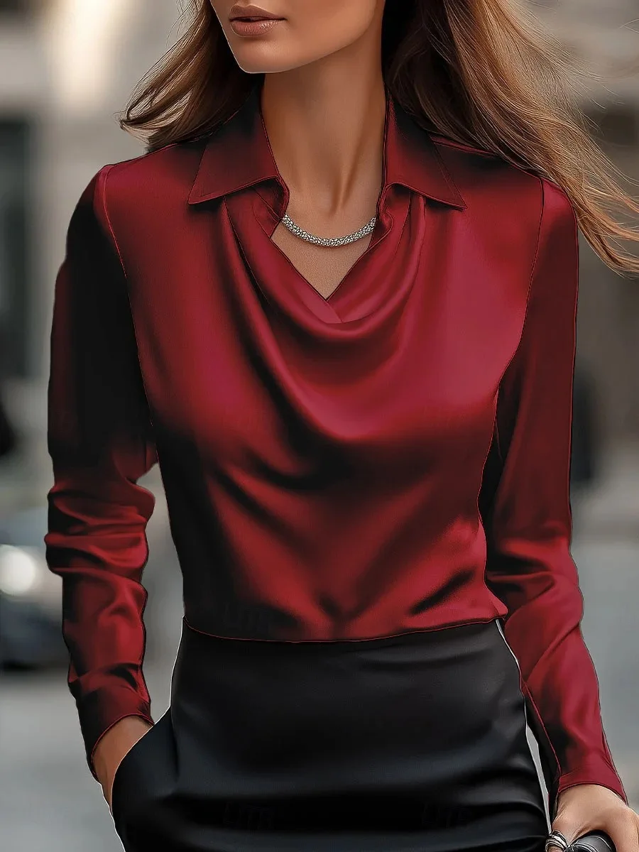 Elegant Women's V-neck Satin - Image 8
