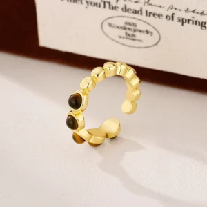 New Tiger Eye Stone Statement Ring Elegant Minimalist Design