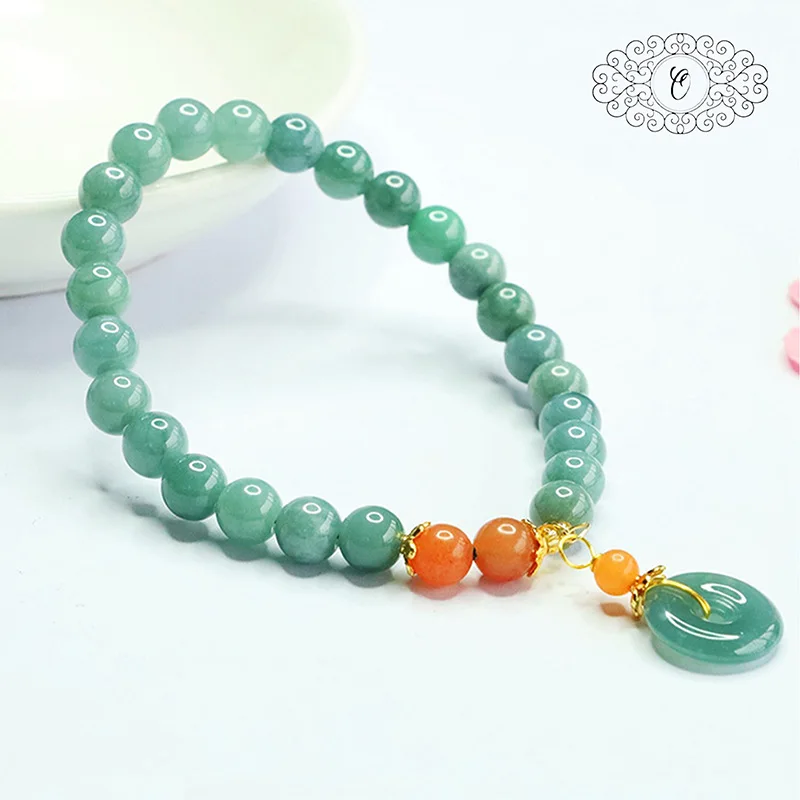 Elegant 7mm Green Jade Bracelet Natural Gemstone Healing Jewelry Peace Knot Pendant Auspicious Gift Unisex - Image 6