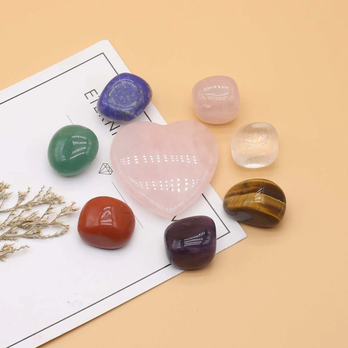 Crystal Stone Beads Set Irregural Natural Rose Quartz Ornaments Box Polishing Energy Guardian Gem Jewelry Home Decorations - Image 4
