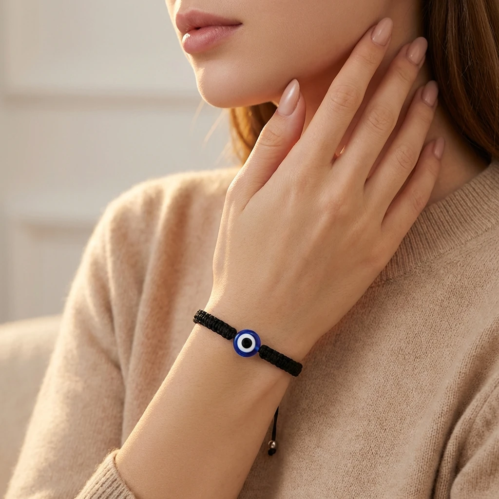 Classic Evil Eye Braided Bracelet for Protection Lucky Amulet Black Rope Adjustable Wristband Spiritual Jewelry for Men Women - Image 2