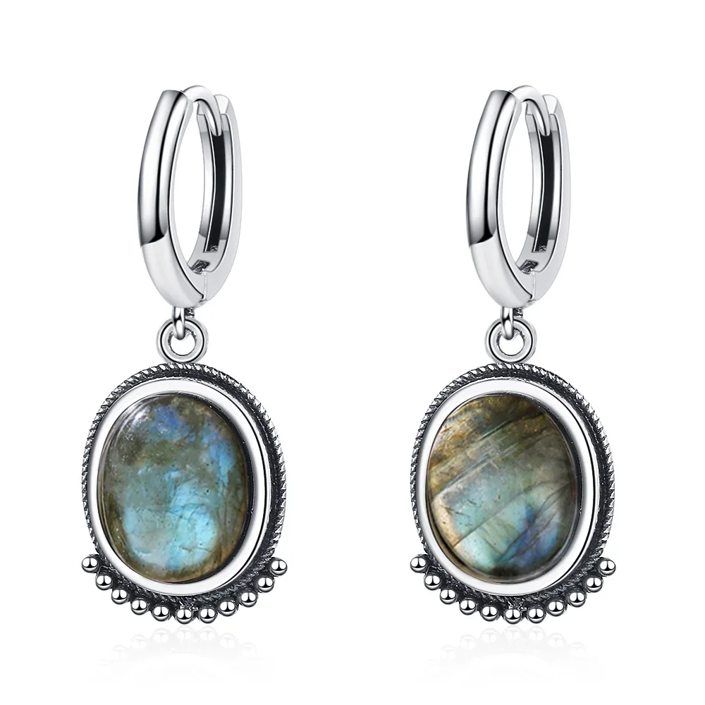 Fine Silver Natural Tiger Eye Earring Elegant Labradorite Moonstone - Image 15