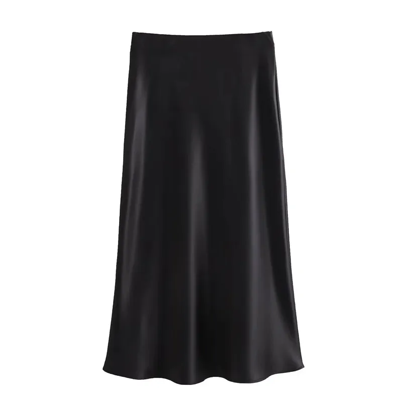 High Waist Satin Long Skirts - Image 4