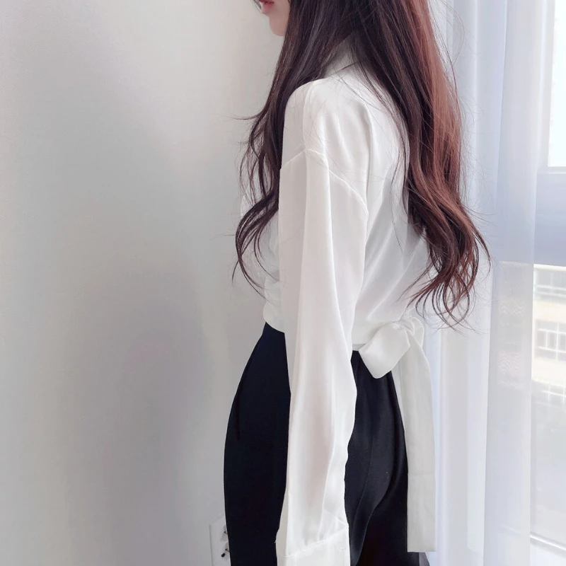 White Chic Design Lace-up Top - Image 5