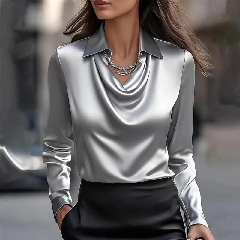 Elegant Women's V-neck Satin - Image 2