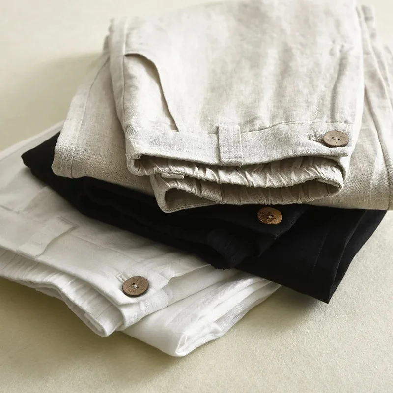 Straight High Waist Wild Wide Leg Linen Pants - Image 6
