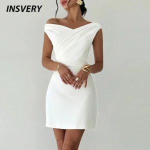 Elegant Off Shoulder White Mini Dress