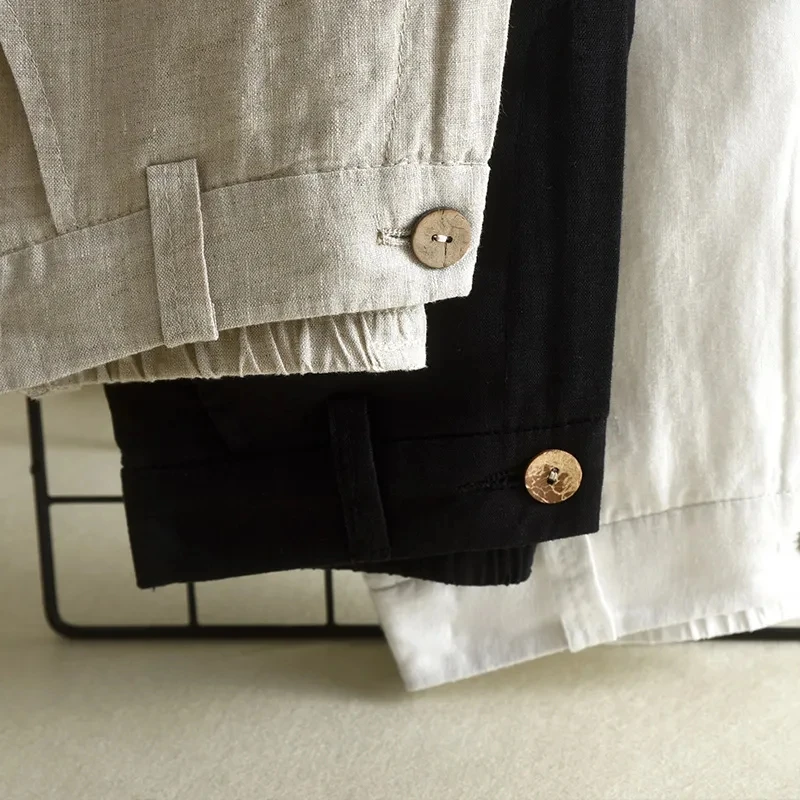 Straight High Waist Wild Wide Leg Linen Pants - Image 5