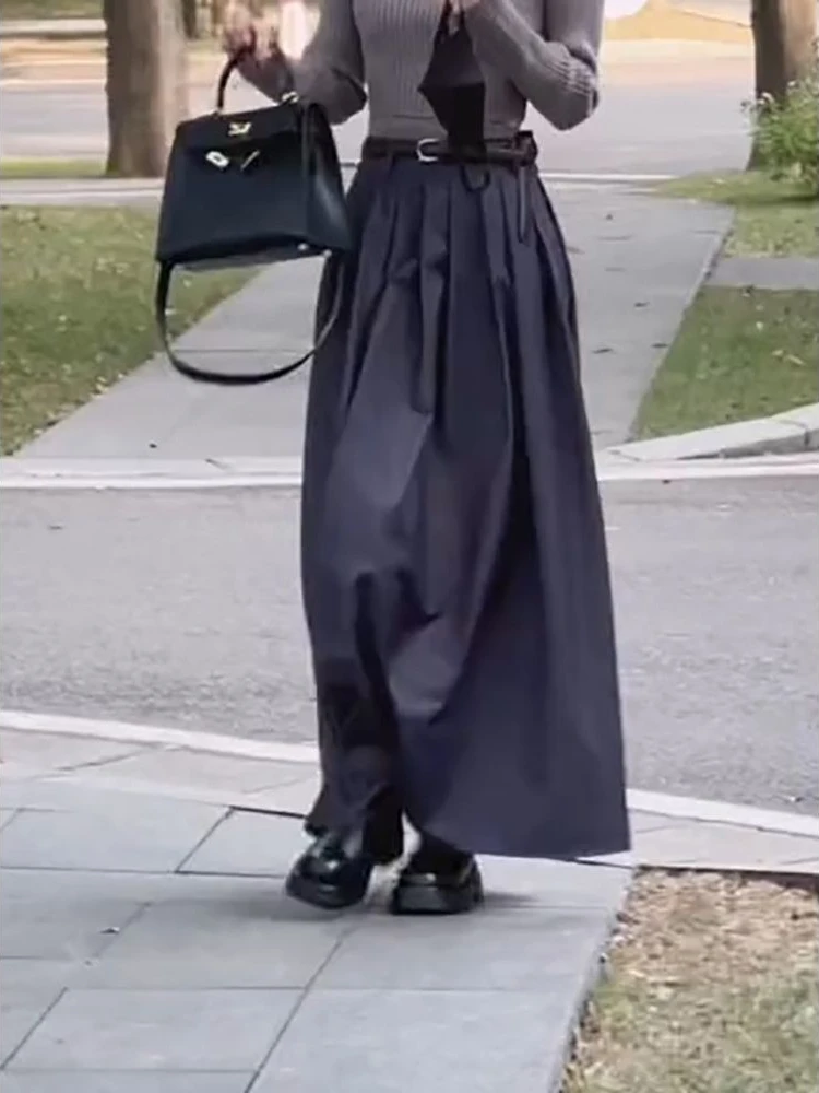 Solid Simple & Classic Graceful Popular Newly Young Stylish long lengh skirt - Image 5