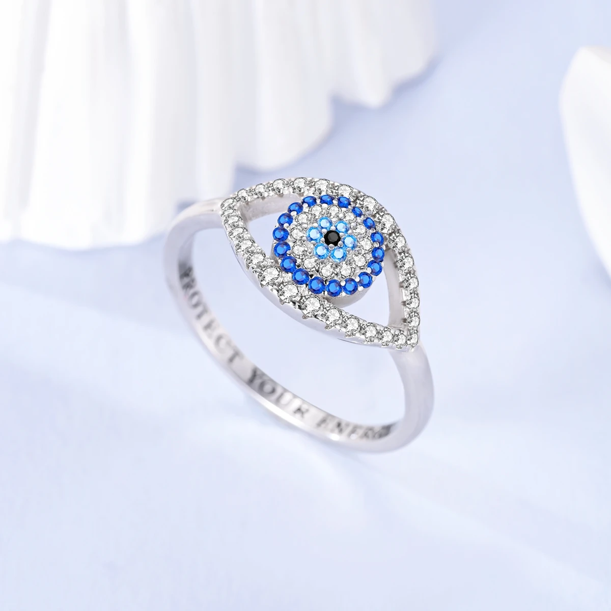 Sterling Silver Protection Evil Eye Ring Fine Jewelry Accessories Gift - Image 3