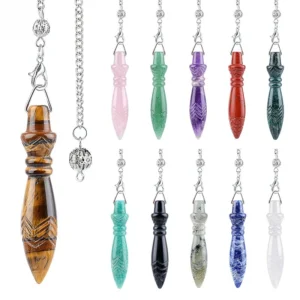 Natural Healing Crystal Quartz Reiki Pendulos 7 Chakra Stone Scepter Pendulum Pendant for Dowsing Amulet Spiritual Divination