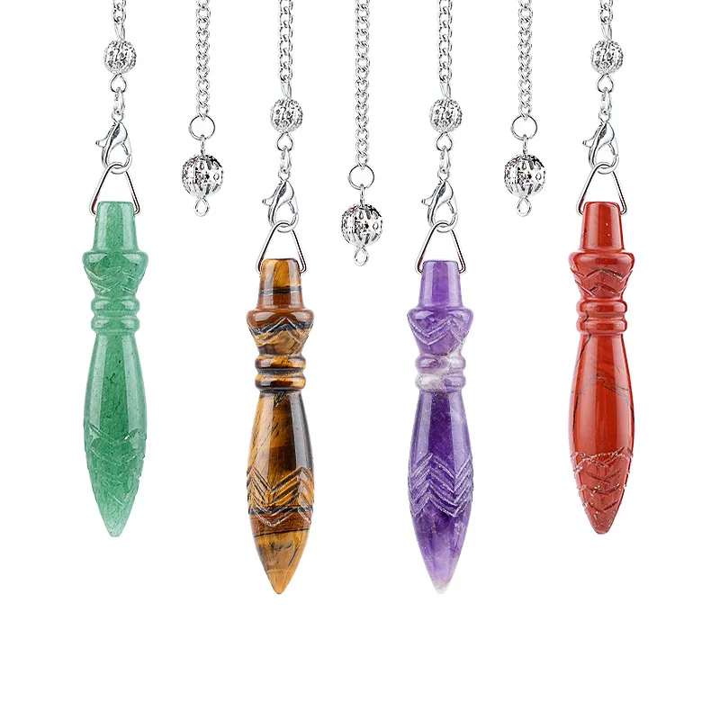 Natural Healing Crystal Quartz Reiki Pendulos 7 Chakra Stone Scepter Pendulum Pendant for Dowsing Amulet Spiritual Divination - Image 2