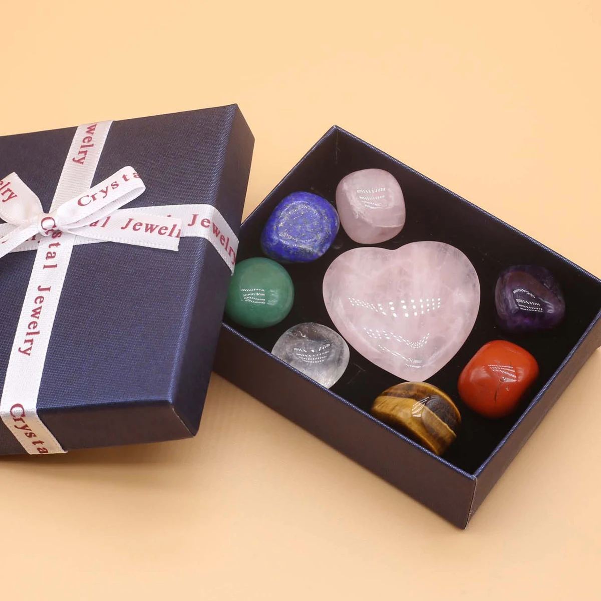 Crystal Stone Beads Set Irregural Natural Rose Quartz Ornaments Box Polishing Energy Guardian Gem Jewelry Home Decorations - Image 2