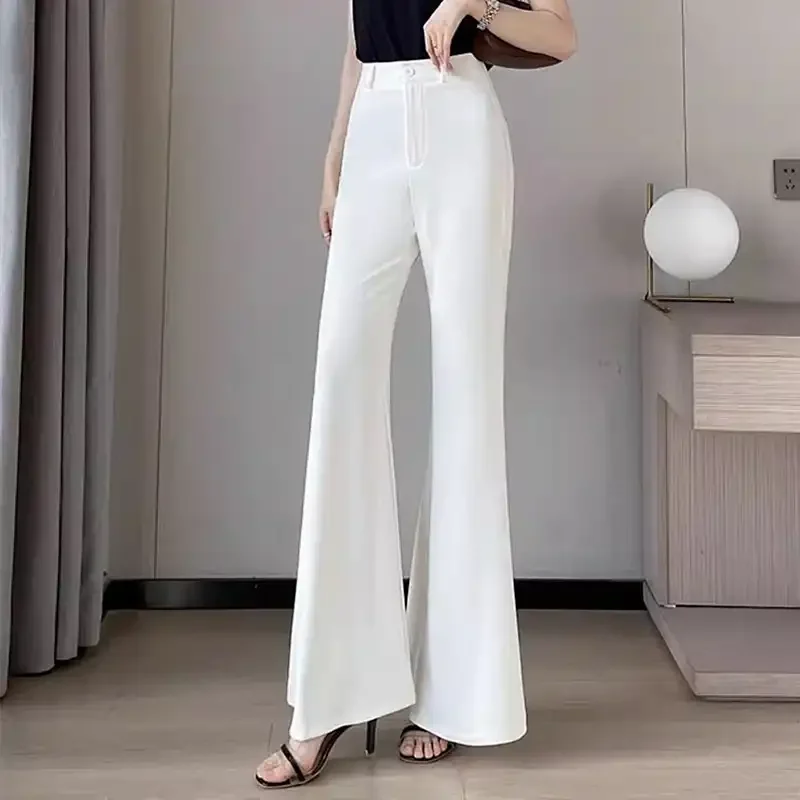 Women High Waist Drapey Flared Suit Pants Thin Elegant Wide Bell Bottom Summer Versatile Casual Pants - Image 7