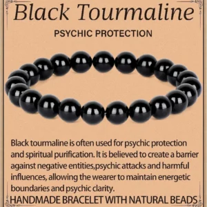 { Energy and Protect} Obsidian Bracele Handmade Natural Gemstone Elastic Bracelet Crystal Stone Beads Jewelry Gifts