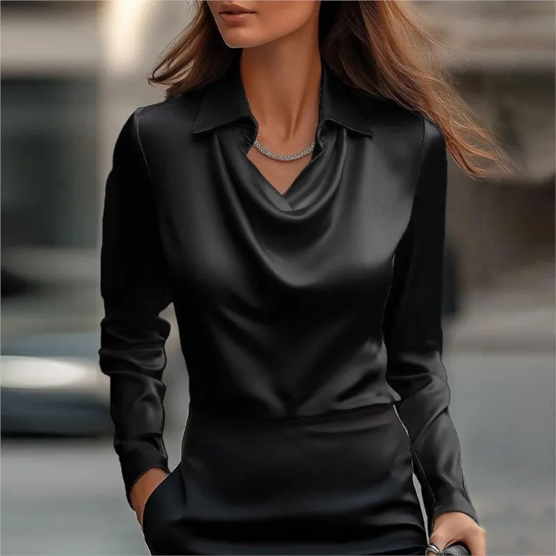 Elegant Women's V-neck Satin - Image 3