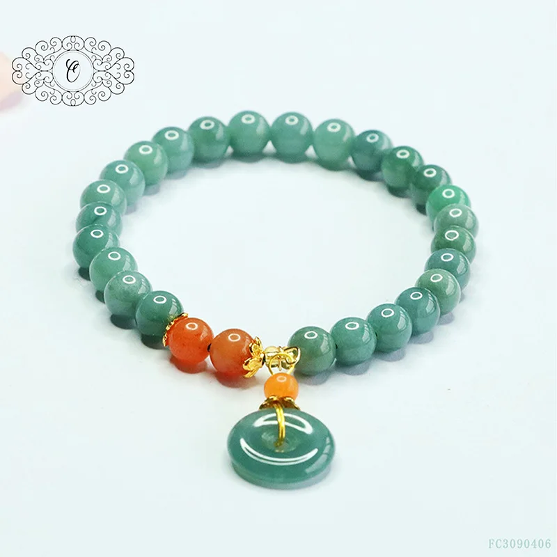 Elegant 7mm Green Jade Bracelet Natural Gemstone Healing Jewelry Peace Knot Pendant Auspicious Gift Unisex - Image 2
