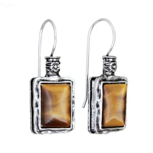 Vintage Look Rectangular Tiger Eye Earrings