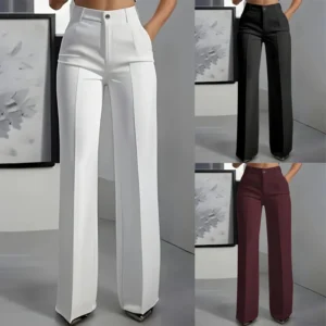 High-waisted, draped, straight-cut, simple suit pants
