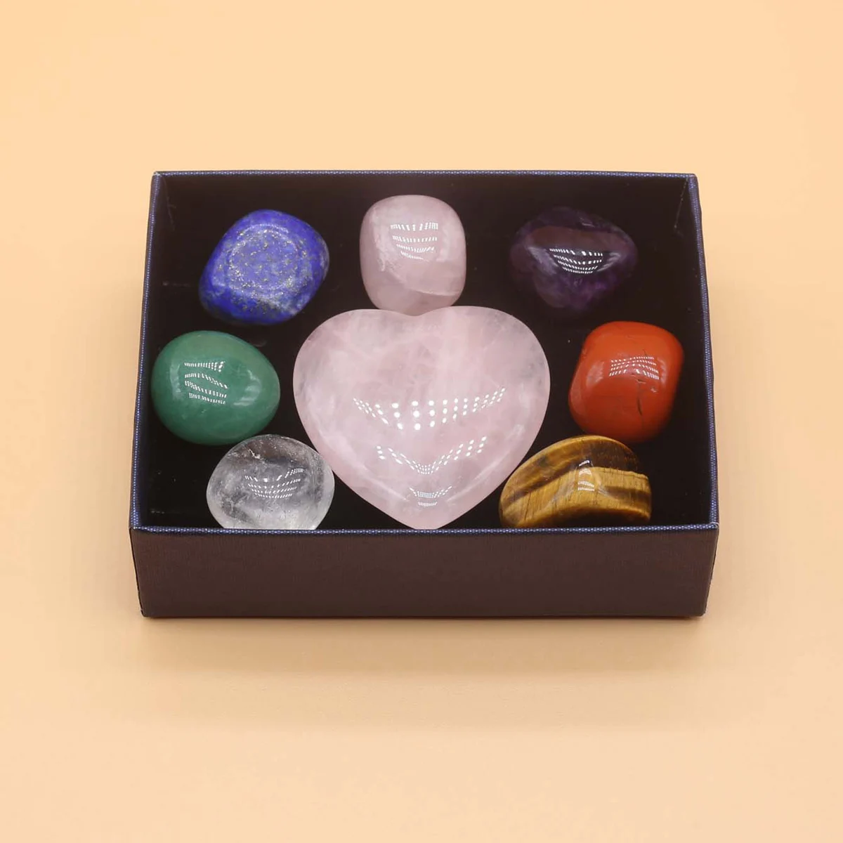 Crystal Stone Beads Set Irregural Natural Rose Quartz Ornaments Box Polishing Energy Guardian Gem Jewelry Home Decorations - Image 3