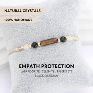 Empathetic protection bracelet: Feldspar, gypsum, tiger's eye, obsidian