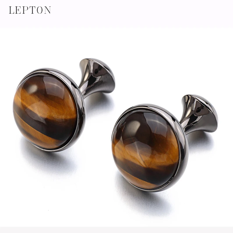 Low-key Luxury Tiger-eye Stone Cufflinks for Men - Image 3