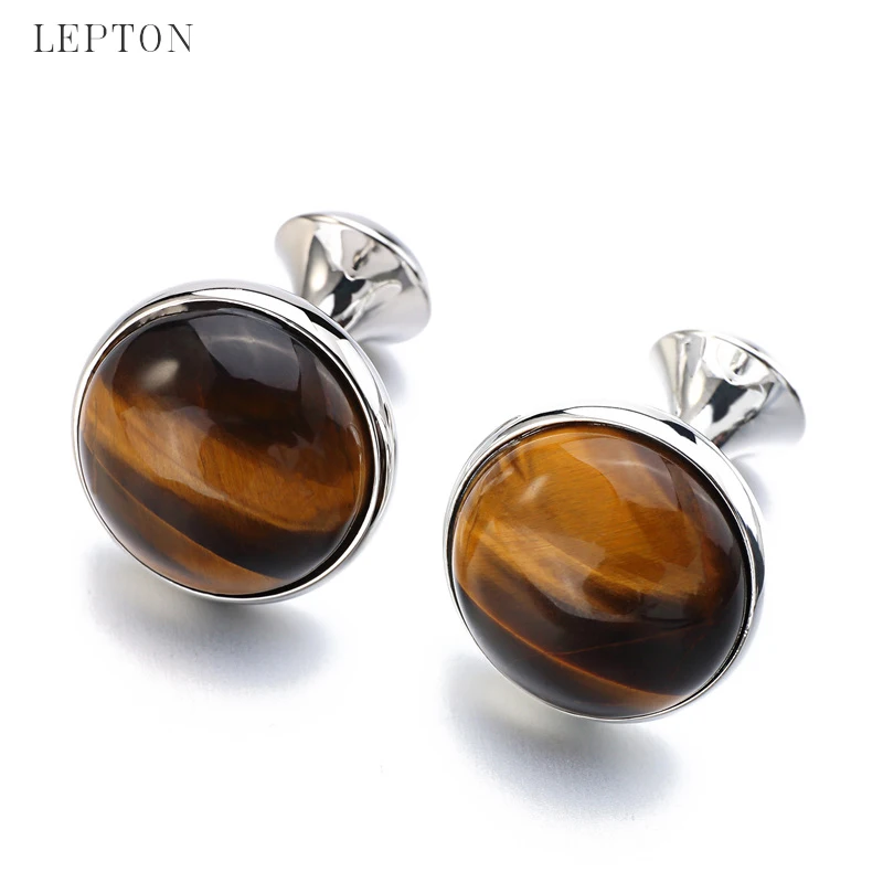 Low-key Luxury Tiger-eye Stone Cufflinks for Men - Image 2