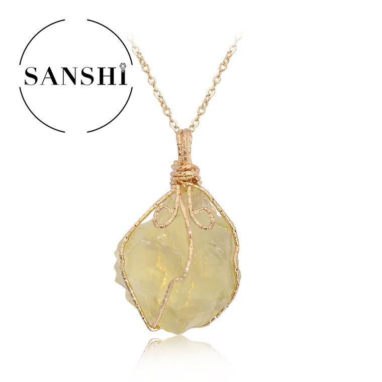 Natural Stone Crystal Necklace with Twisted Thread Natural Stone Pendant Lucky Crystal Primitive Stone Necklace - Image 5