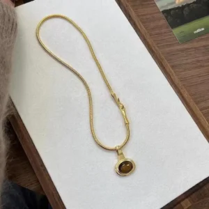 New Tiger Eye Stone Necklace Women's Fashion Jewelry Accessory Coffee Color Beads Jewelry Accessories
