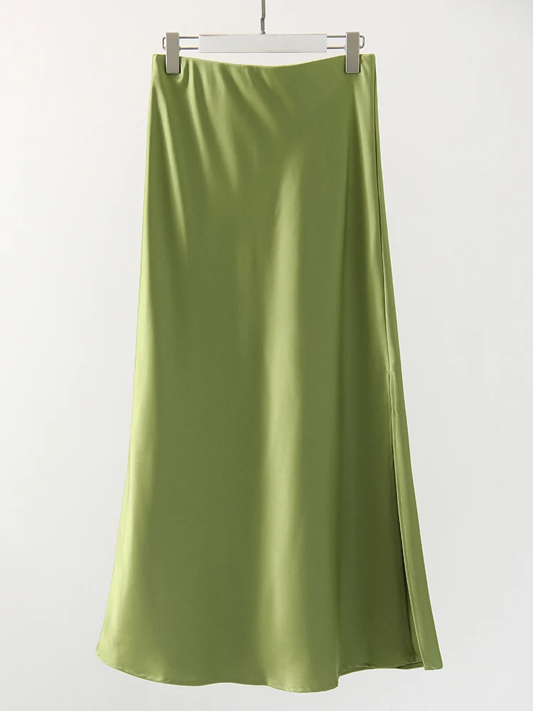 Long Satin Skirts For Women Summer High Quality Skirt With Slit On The Side Silk Elegant Black Maxi Luxury Women's Skirts 2025 - Image 13